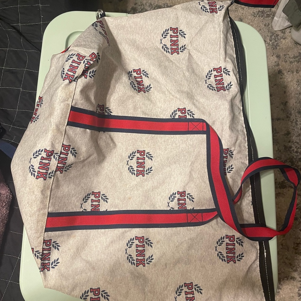 Pink duffel bag